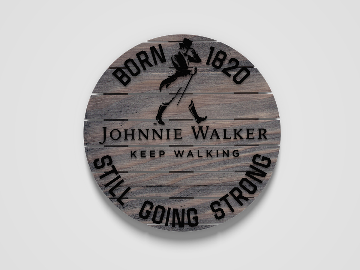 Rótulo decorativo interior madera - Johnnie Walker